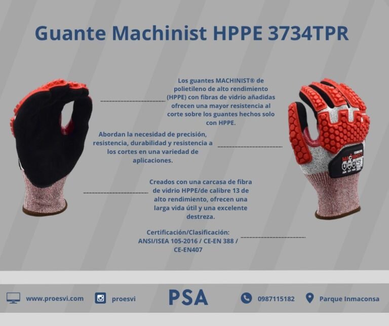 En Proesvi S.A., estamos comprometidos con ofrecer productos de la más alta calidad para garantizar la seguridad y eficiencia en el trabajo. Es por eso que nos enorgullece presentar el nuevo guante MACHINIST® HPPE 3734TPR de Cordova Safety, una adición destacada a nuestra reciente importación de equipos de protección personal.